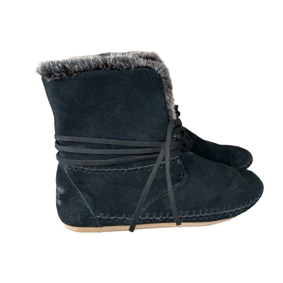 TOMS Women Ankle Boots 9049 ZAHARA, Shearling and Suede Moccasin Boots Size 9 - Picture 4 of 9